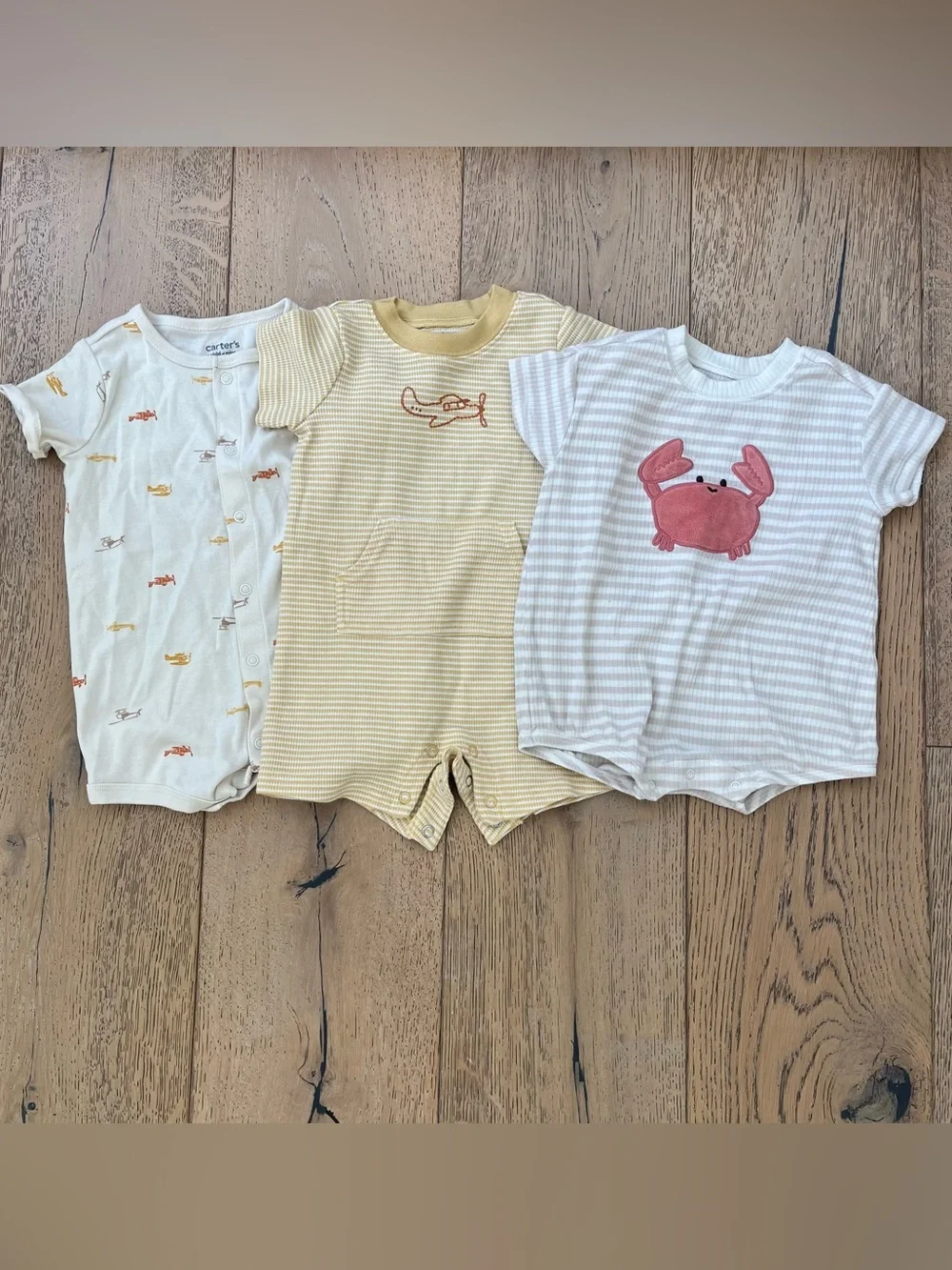 Carter’s 3-6 Month Baby Boy Girl Romper One Piece Summer Airplane Crab Stripe